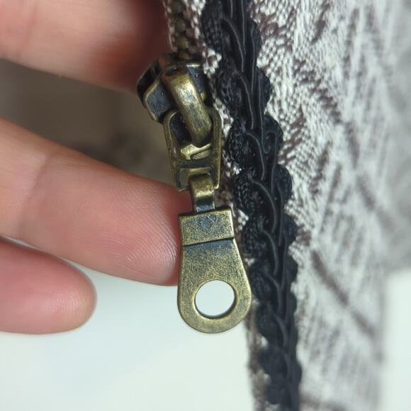 Silk Zip Front Blazer With Fringe Diamond Print Women's Size 14* - Picture 7 of 10